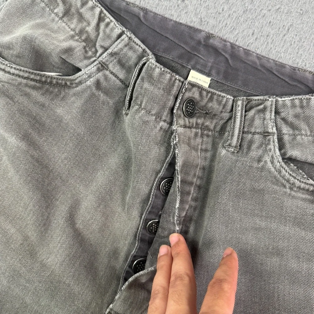 RRL Ralph Lauren Jeans Mens 32x30 Gray Denim Distressed 13 Star Donut Buttons